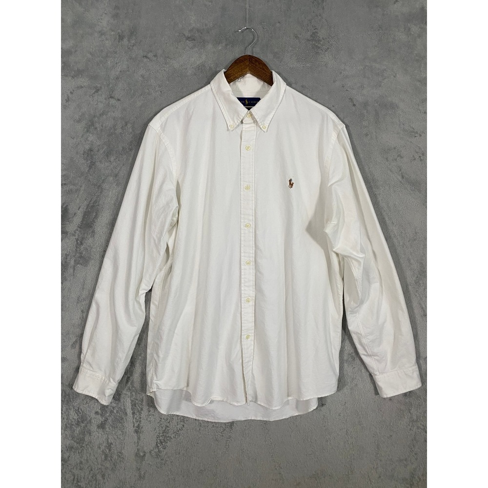 Ralph Lauren Shirt XL White Classic Fit Oxford Button Down Long Slv Flesh Pony